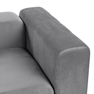 2 Seater Modular Sofa with Ottoman | Grey Velvet | Modern Design | Sectional Couch with Black Legs - Sofa In Store