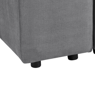 2 Seater Modular Sofa with Ottoman | Grey Velvet | Modern Design | Sectional Couch with Black Legs - Sofa In Store