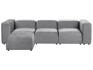 3 Seater Modular Sofa with Ottoman | Grey Velvet | Modern Design | Versatile Sectional Couch | Sofa In Store - Sofa In Store