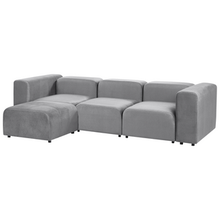 3 Seater Modular Sofa with Ottoman | Grey Velvet | Modern Design | Versatile Sectional Couch | Sofa In Store - Sofa In Store