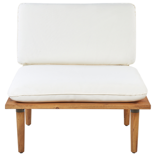 Garden Sofa Set Off-White Cushions Certified Acacia Wood Modern Outdoor 4 Seater Armchairs 1 Table Beliani - Sofa In Store