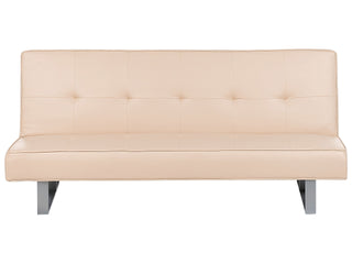 Sofa Bed Beige Faux Leather Modern Living Room Convertible 3 Seater Armless Minimalistic Design Beliani - Sofa In Store