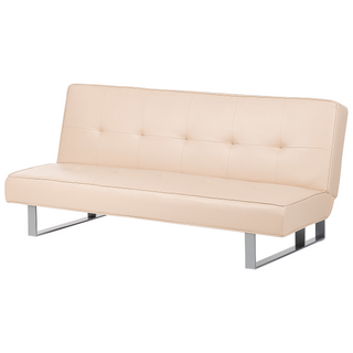Sofa Bed Beige Faux Leather Modern Living Room Convertible 3 Seater Armless Minimalistic Design Beliani - Sofa In Store