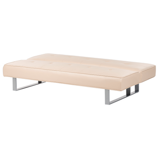 Sofa Bed Beige Faux Leather Modern Living Room Convertible 3 Seater Armless Minimalistic Design Beliani - Sofa In Store