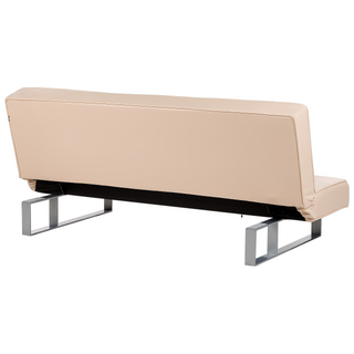 Sofa Bed Beige Faux Leather Modern Living Room Convertible 3 Seater Armless Minimalistic Design Beliani - Sofa In Store