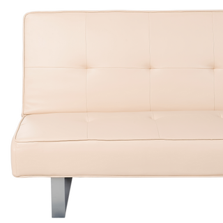 Sofa Bed Beige Faux Leather Modern Living Room Convertible 3 Seater Armless Minimalistic Design Beliani - Sofa In Store