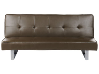 Sofa Bed Brown Faux Leather Modern Living Room Convertible 3 Seater Armless Minimalistic Design Beliani - Sofa In Store