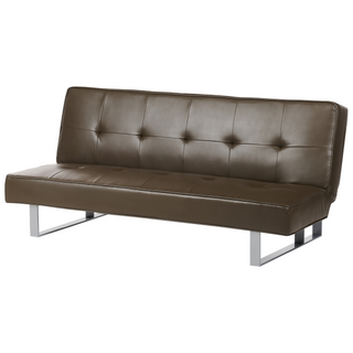 Sofa Bed Brown Faux Leather Modern Living Room Convertible 3 Seater Armless Minimalistic Design Beliani - Sofa In Store