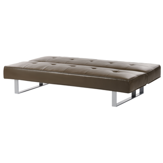 Sofa Bed Brown Faux Leather Modern Living Room Convertible 3 Seater Armless Minimalistic Design Beliani - Sofa In Store