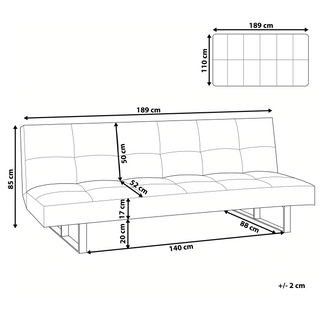 Sofa Bed Brown Faux Leather Modern Living Room Convertible 3 Seater Armless Minimalistic Design Beliani - Sofa In Store