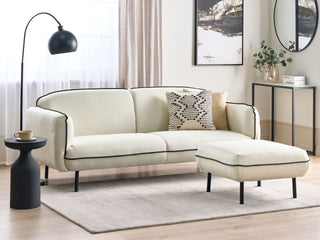 3 Seater Sofa with Ottoman | Fabric | Light Beige | Retro Glam Design | Art Decor Style - Sofa In Store