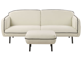 3 Seater Sofa with Ottoman | Fabric | Light Beige | Retro Glam Design | Art Decor Style - Sofa In Store