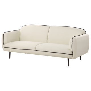 3 Seater Sofa with Ottoman | Fabric | Light Beige | Retro Glam Design | Art Decor Style - Sofa In Store