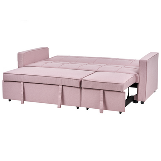 Sofa Bed Pink Sleeping Function Upholstered Extra Pillows 3 Seater Modern Style Bedroom Beliani - Sofa In Store