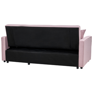 Sofa Bed Pink Sleeping Function Upholstered Extra Pillows 3 Seater Modern Style Bedroom Beliani - Sofa In Store