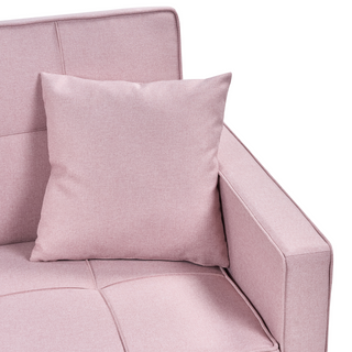 Sofa Bed Pink Sleeping Function Upholstered Extra Pillows 3 Seater Modern Style Bedroom Beliani - Sofa In Store