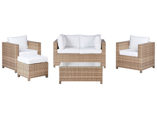 5 Piece Garden Sofa Set | Rattan | Beige | Loveseat with Cushions | Outdoor Collection - Sofa In Store