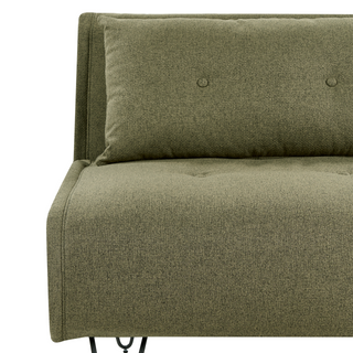 Small Sofa Bed Olive Green Fabric 1 Seater Fold-Out Sleeper Armless With Cushion Metal Black Legs Glamour Beliani