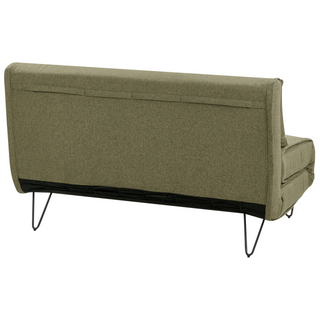 Sofa Bed Olive Green Polyester Fabric 2 Seater Fold-Out Sleeper Armless With 2 Cushions Metal Black Legs Glamour Beliani - Sofa In Store