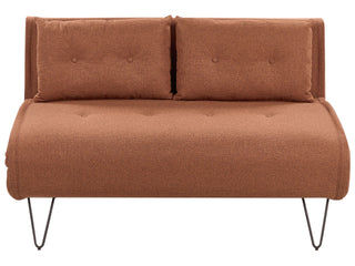 Sofa Bed Orange Polyester Fabric 2 Seater Fold-Out Sleeper Armless With 2 Cushions Metal Black Legs Glamour Beliani - Sofa In Store