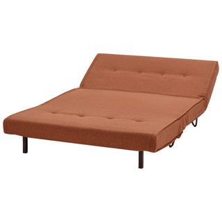 Sofa Bed Orange Polyester Fabric 2 Seater Fold-Out Sleeper Armless With 2 Cushions Metal Black Legs Glamour Beliani - Sofa In Store