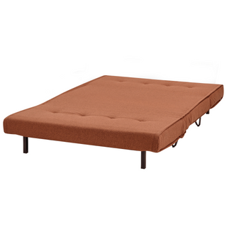 Sofa Bed Orange Polyester Fabric 2 Seater Fold-Out Sleeper Armless With 2 Cushions Metal Black Legs Glamour Beliani - Sofa In Store