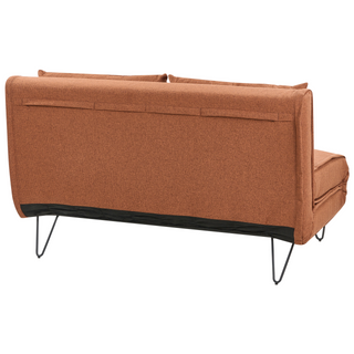 Sofa Bed Orange Polyester Fabric 2 Seater Fold-Out Sleeper Armless With 2 Cushions Metal Black Legs Glamour Beliani - Sofa In Store