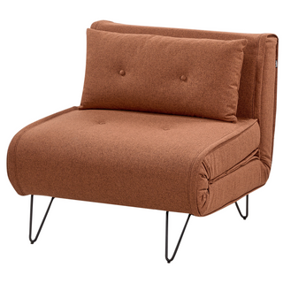 Small Sofa Bed Orange Fabric 1 Seater Fold-Out Sleeper Armless With Cushion Metal Black Legs Glamour Beliani