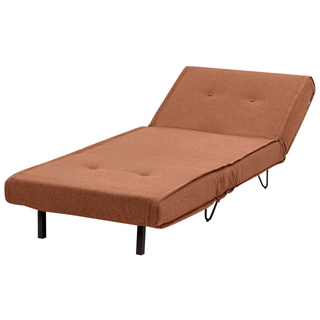 Small Sofa Bed Orange Fabric 1 Seater Fold-Out Sleeper Armless With Cushion Metal Black Legs Glamour Beliani