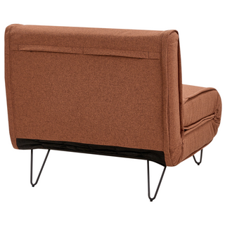 Small Sofa Bed Orange Fabric 1 Seater Fold-Out Sleeper Armless With Cushion Metal Black Legs Glamour Beliani