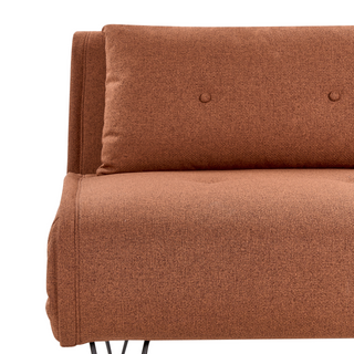 Small Sofa Bed Orange Fabric 1 Seater Fold-Out Sleeper Armless With Cushion Metal Black Legs Glamour Beliani