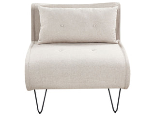 Small Sofa Bed Light Beige Fabric 1 Seater Fold-Out Sleeper Armless With Cushion Metal Black Legs Glamour Beliani