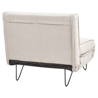 Small Sofa Bed Light Beige Fabric 1 Seater Fold-Out Sleeper Armless With Cushion Metal Black Legs Glamour Beliani