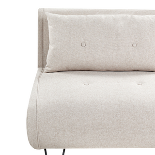 Small Sofa Bed Light Beige Fabric 1 Seater Fold-Out Sleeper Armless With Cushion Metal Black Legs Glamour Beliani