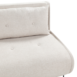 Small Sofa Bed Light Beige Fabric 1 Seater Fold-Out Sleeper Armless With Cushion Metal Black Legs Glamour Beliani