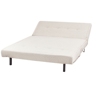 Sofa Bed Light Beige Polyester Fabric 2 Seater Fold-Out Sleeper Armless With 2 Cushions Metal Black Legs Glamour Beliani - Sofa In Store