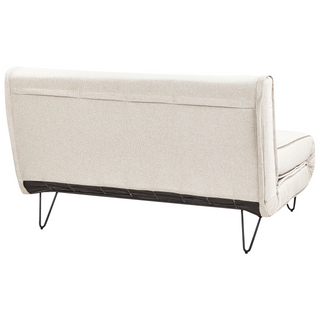 Sofa Bed Light Beige Polyester Fabric 2 Seater Fold-Out Sleeper Armless With 2 Cushions Metal Black Legs Glamour Beliani - Sofa In Store