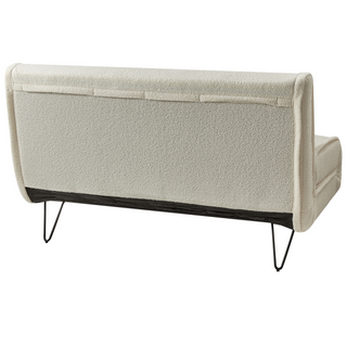 Sofa Bed Light Beige Boucle 2 Seater Fold-Out Sleeper Armless With 2 Cushions Metal Black Legs Glamour Beliani - Sofa In Store