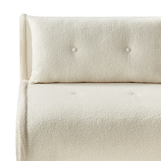 Small Sofa Bed Light Beige Boucle 1 Seater Fold-Out Sleeper Armless With Cushion Metal Black Legs Glamour Beliani