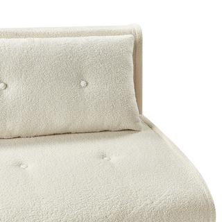 Small Sofa Bed Light Beige Boucle 1 Seater Fold-Out Sleeper Armless With Cushion Metal Black Legs Glamour Beliani