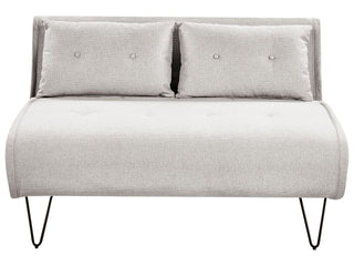 Sofa Bed Light Grey  Polyester Fabric 2 Seater Fold-Out Sleeper Armless With 2 Cushions Metal Black Legs Glamour Beliani - Sofa In Store