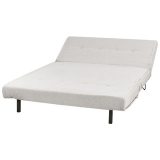 Sofa Bed Light Grey  Polyester Fabric 2 Seater Fold-Out Sleeper Armless With 2 Cushions Metal Black Legs Glamour Beliani - Sofa In Store