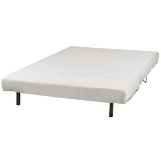 Sofa Bed Light Grey  Polyester Fabric 2 Seater Fold-Out Sleeper Armless With 2 Cushions Metal Black Legs Glamour Beliani - Sofa In Store