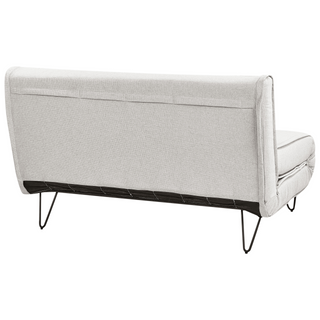 Sofa Bed Light Grey  Polyester Fabric 2 Seater Fold-Out Sleeper Armless With 2 Cushions Metal Black Legs Glamour Beliani - Sofa In Store
