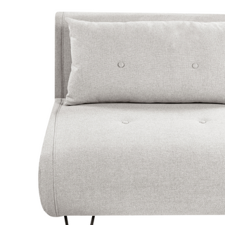Sofa Bed Light Grey  Polyester Fabric 2 Seater Fold-Out Sleeper Armless With 2 Cushions Metal Black Legs Glamour Beliani - Sofa In Store