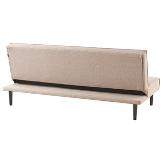 Sofa Bed Beige Fabric 3 Seater Buttoned Seat Click Clack Armless Adjustable Backrest Retro Traditional Design Beliani