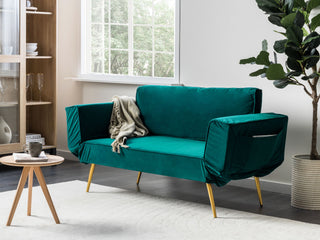 Fabric Sofa Bed Emerald Green Adjustable Armrests Living Room Guest Bed Modern Beliani