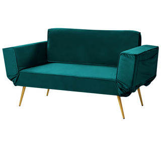 Fabric Sofa Bed Emerald Green Adjustable Armrests Living Room Guest Bed Modern Beliani
