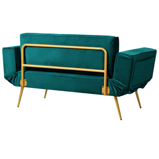 Fabric Sofa Bed Emerald Green Adjustable Armrests Living Room Guest Bed Modern Beliani