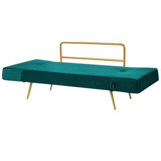 Fabric Sofa Bed Emerald Green Adjustable Armrests Living Room Guest Bed Modern Beliani
